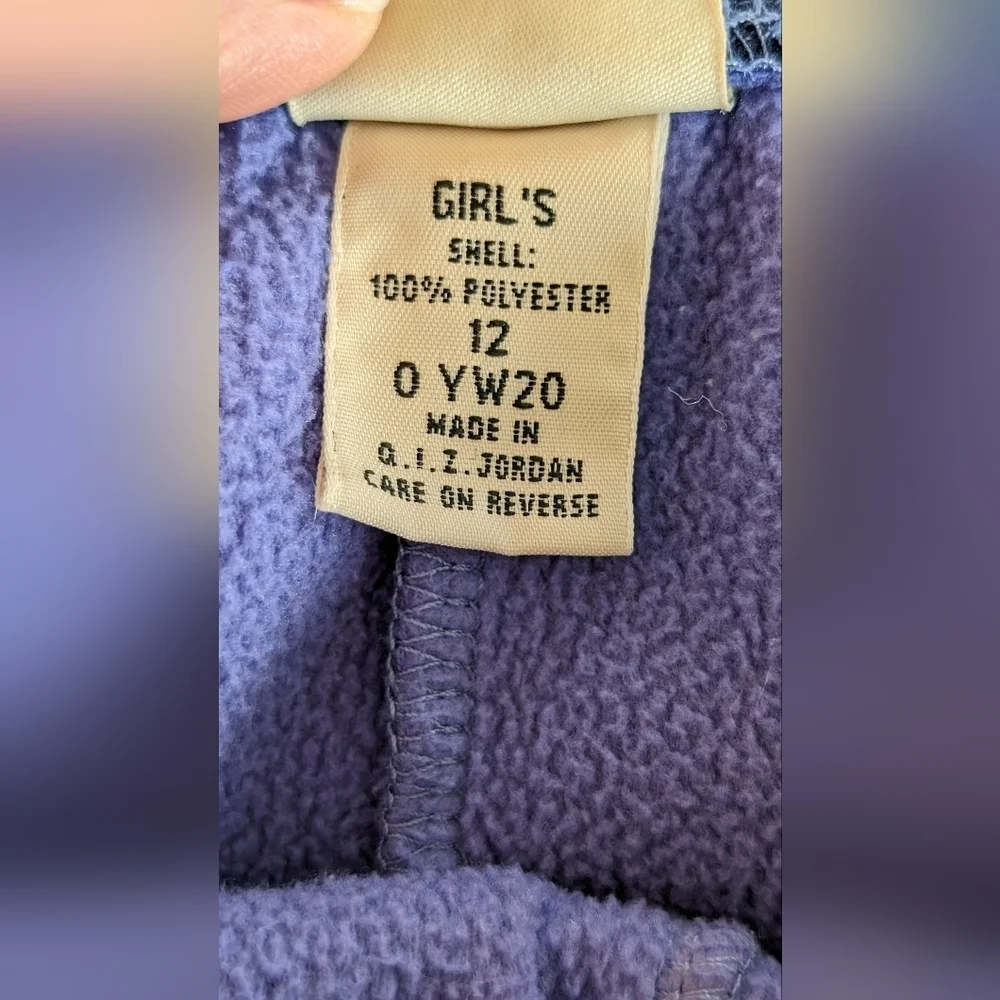 LL Bean Girls Cornflower Blue Fleece Warmup Suit Top 14/16 Pants 12 EUC